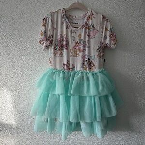 Blush Lotus Bluey at Disney Character Dress with Mint Tulle Skirt (3T NWOT)